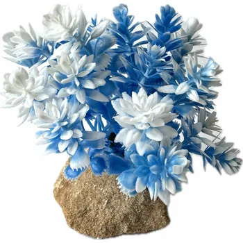 umělá květina MODRÁ UMĚLÁ ROSTLINA DO AKVÁRIA, DEKORACE DO TERÁRIA, 9 CM