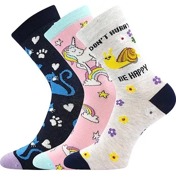 Dětské ponožky 3 kusy v balení Boma 057-21-43 -16 mix vzorů C holka Velikost: 35-38