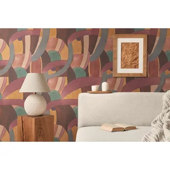 Tapeta Vliesová tapeta geometrický vzor - modrá, hnědá, červená 782141 / Tapety na zeď 78214-1 Anna d´Andrea (0,53 x 10,05 m) A.S.Création