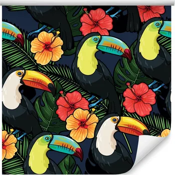Fototapeta Tapeta do ložnice TUKANY květy ibišku příroda