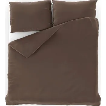Povlečení Saténové bavlněné prodloužené povlečení LUXURY COLLECTION 140x220, 70x90cm tmavě hnědé