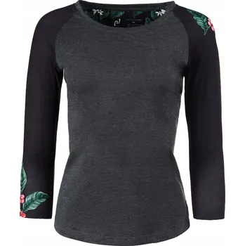 Dámské tričko Dámské bavlněné tričko 3/4 rukáv šedý grafit vzor Kávovník Cuna XL