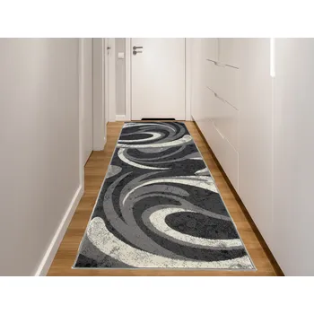 Koberec Moderní koberec Tap - vlnky 3 - tmavě šedý Rozměr koberce: 100x250 cm