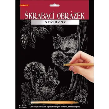 Výtvarná sada Škrábací obrázek stříbrný Veverky