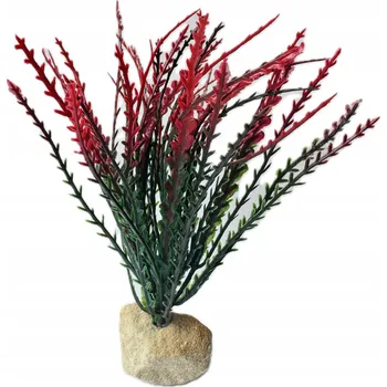 umělá květina ROSTLINA DO AKVÁRIA BORDOVÁ UMĚLÁ TRÁVA OZDOBA DEKORACE TERÁRIUM 18 CM