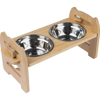 Miska pro psa Modern Living dvojitá miska s bambusovým stojanem Ubud 550ml, cca 42x19x20cm pro psy