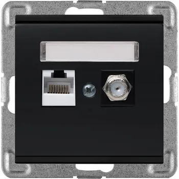 Elektrická zásuvka Anténní a internetová zásuvka do zdi Polmark černá