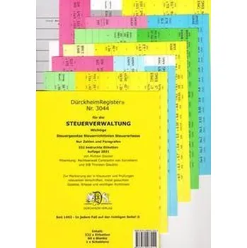 DürckheimRegister® STEUERVERWALTUNG 2022 Register für deine AO-AEAO-ErbStG/R-EStG/R-KStG/R-UStG-UStR-: nur Zahlen und §§, ohne S - Glocker, Michael