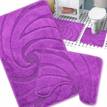 Koupelnová předložka KOUPELNOVÁ PŘEDLOŽKA PROTI SKLUZU VELKÁ FIALOVÁ 50X80 SADA 2 ks MĚKKÁ