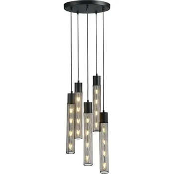 ACA Lighting závěsné svítidlo 5XE27 černá kov D35XH120CM ALCATRAZ OD605P35BK