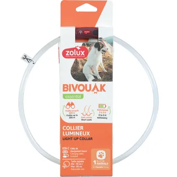 Obojek pro psa Obojek LED transparent BIVOUAK 30-60cm USB červ. Zolux