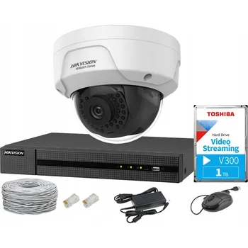 Bezpečnostní kamera IP kopulovitá kamera (dome) Hikvision IP 2 Mpx, IK10, NVR 4xPoE, Disk 1 TB - Hikvision Hiwatch 2 Mpx
