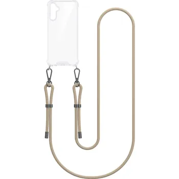 Pouzdro na mobilní telefon Kryt Armor Samsung A16 s béžovou šňůrkou průhledný (obal neboli pouzdro na Samsung A16)