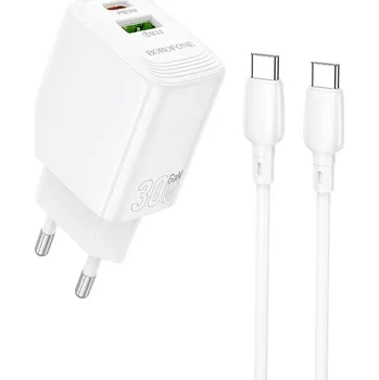 Rychlonabíječka Borofone BN29 Fuente s datovým kabelem USB-C 30W Dual bílá