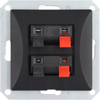 Elektrická zásuvka OPAL Zásuvka dvojitá reproduktorová modul GG-2 ČERNÁ nebo HNĚDÁ