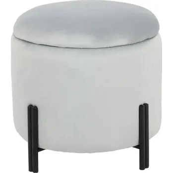 Stolička Podložka pro nohy DKD Home Decor Kov Polyester Šedá (42 x 42 x 42 cm)