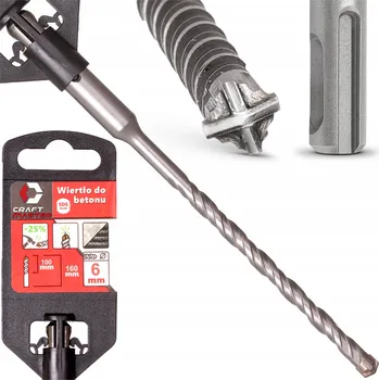 Vrták VRTÁK DO BETONU SDS 6 x 160 mm SDS-PLUS KŘÍŽOVÁ HLAVA VÝKONNÝ ODOLNÝ