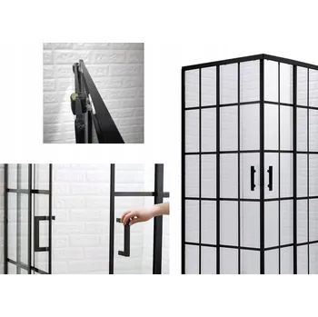 Sprchový kout čtvercový černý 80x80 BLACK LOFT 2x příčky + vanička 5