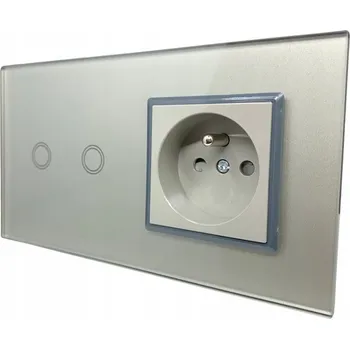 Elektrická zásuvka ZÁSUVKA S DVOJITÝM VYPÍNAČEM ŠEDÝ PANEL