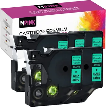 Pásek do tiskárny 5x Páska do Dymo D1 45019 zelená černý tisk 12mm Velmi Dobrá Kvalita