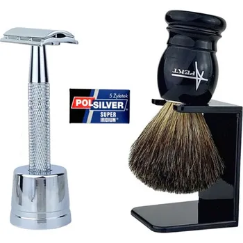Štětka na holení SADA NA HOLENÍ štětka z jezevčí srsti, holicí strojek