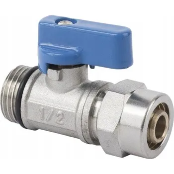 Ventil Kulový kohout 1/2" GZ mini PEX 16 kroucený modrý tlumivka Hydroland Z.KUL.