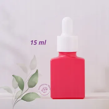 Láhev Skleněná lahvička s pipetou a kapátkem, matná malinová