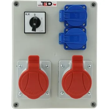 Rozvaděč STAVEBNÍ ROZVADĚČ 2 x 400V 16A/5P + 2 x 250V 16A + HLAVNÍ VYPÍNAČ 0-1 IP44