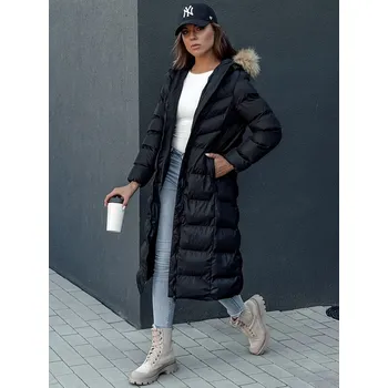 Dámský kabát Černý dámský prošívaný kabát LUXWARM TY4374 Velikost: L