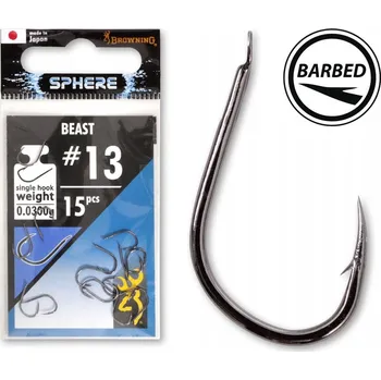 Rybářský háček Háčky zemní, splávkové, s otřepem Browning Sphere Beast 15 ks