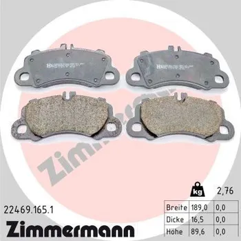 Brzdová destička Sada brzdových destiček, kotoučová brzda ZIMMERMANN 22469.165.1