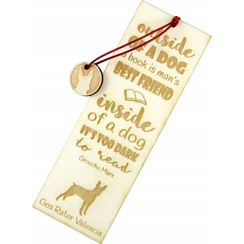 Doplněk ke knize Gos Rater Valencia gravírovaná záložka do knihy se psem, jméno psa