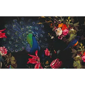 Tapeta Tapeta s květinovým vzorem listy ptáci exotická vinylová