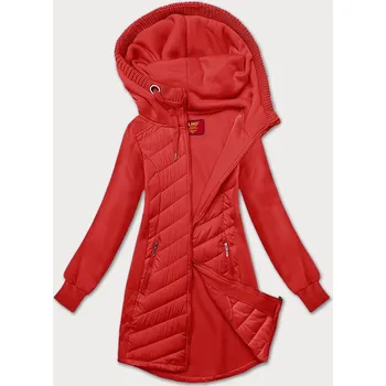 Dámská mikina Tmavě červená dlouhá dámská mikina s kapucí LHD (AMG-163) odstíny červené XXL (44)