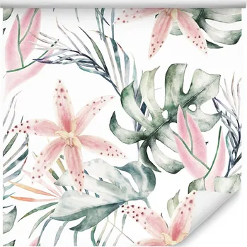 Fototapeta Tapeta do jídelny tropické KVĚTY listy zeleň