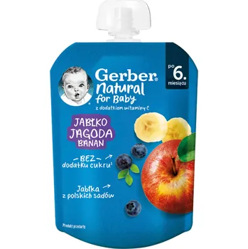 Gerber Dezert v tubě jablko, borůvka, banán, od 6. měsíce, 80g