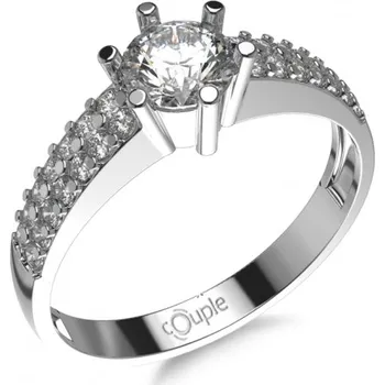 Prsten Couple, Jiskřivý zásnubní prsten Nixia v bílém zlatě se zirkony, vel. 55, prům. 17.5 mm, 585-52-1-0516.1B00.0.55.001