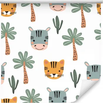Tapeta Tapeta pro chlapce zvířátka palmy kaktusy zeleň