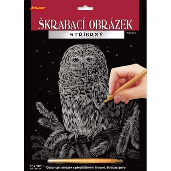 Výtvarná sada Škrábací obrázek stříbrný Sova