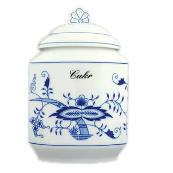 Dóza na potraviny Cibulák dóza na poživatiny s víčkem a nápisem CUKR Originál Český porcelán Dubí