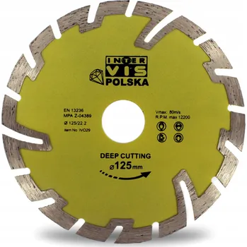 Řezný kotouč DIAMANTOVÝ KOTOUČ na BETONU a DLAŽBU 125 x 22,2 HLUBOKÝ ŘEZ