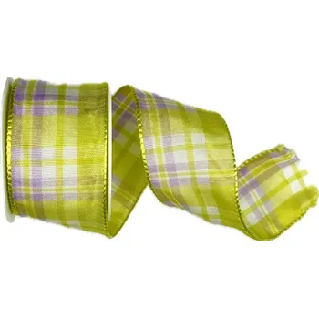 Stuha Stuha saténová CARACAS sv. zelená 40mm x 2m (16,-Kč/m) (Stuha saténová, kostka, oboulící, s drátkem v lemu)