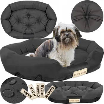 Pelíšek pro psa PELÍŠEK PRO PSA 130X105 CM S VLASTNÍM JMÉNEM VODĚODOLNÝ OVÁLNÝ ČERNÝ