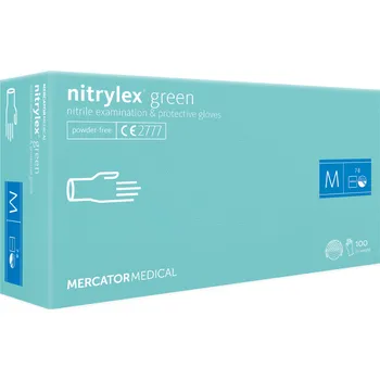 Vyšetřovací rukavice MERCATOR MEDICAL NITRYLEX GREEN - Nitrilové rukavice (bez pudru) zelené nesterilní - 100 ks Velikost: S