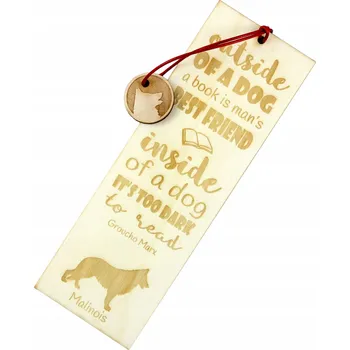Doplněk ke knize Malinois Belgický ovčák gravírovaná záložka do knihy se psem – jméno psa