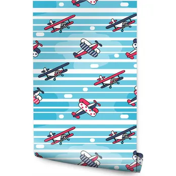 Fototapeta Dětská tapeta Pohádková letadla BAREVNÉ Pruhy