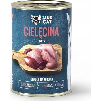 Krmivo pro kočku Vlhké krmivo pro kočky, telecí a krůta 400 g Jane Cat