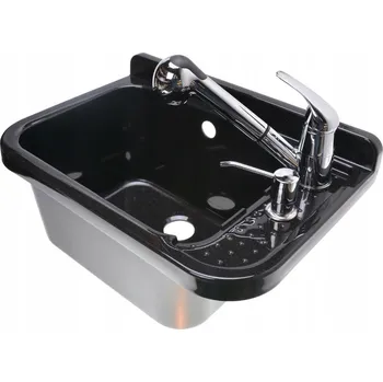 Granitový dřez Dřez HuW jednokomorový dřez černý v odstínech šedé