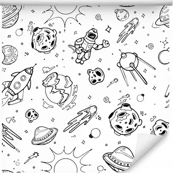 Fototapeta Tapeta pro děti astronauti planety rakety