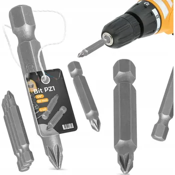Bit 3x BIT ŠROUBOVÁKU PZ1 Pozidriv 50mm MAGNETICKÝ HROT Šroubovací 1/4''
